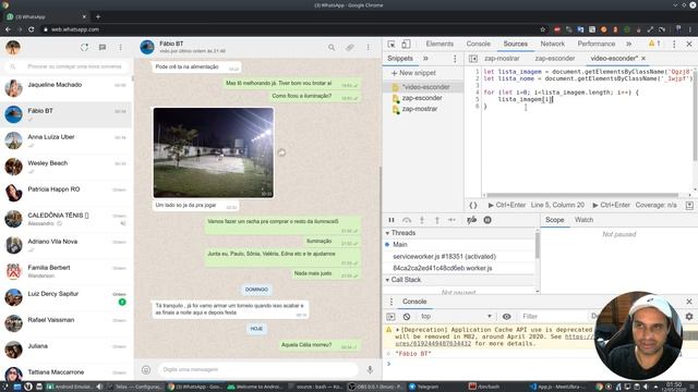Escondendo o WhatsApp Web usando JavaScript Snippets no Dev Tools смотреть онлайн
