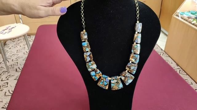 №9/ПЕЙЗАЖНАЯ ЯШМА С ПИРИТОМ/УКРАШЕНИЕ - КОЛЬЕ/ смотреть онлайн