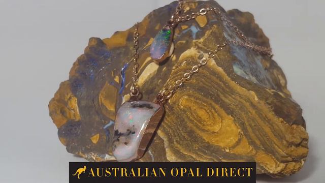 Australian Pink Boulder Opal 2 Drop 18kt Rose Gold Electroplated Necklace смотреть онлайн