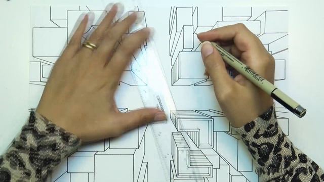 How to Draw A City Using 1 Point Perspective Bird's Eye View смотреть онлайн