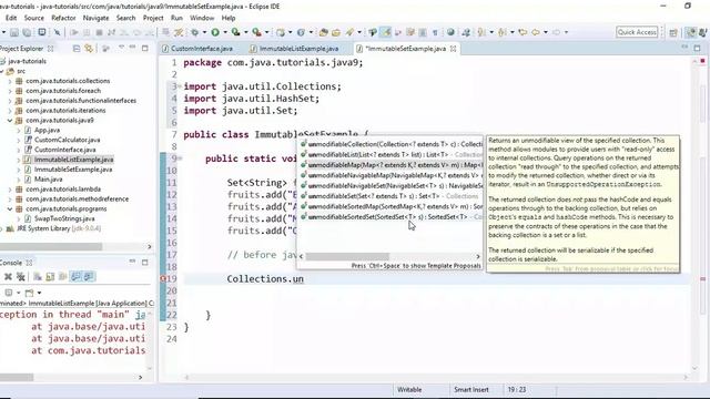Java 9 - Create an Immutable Collections (ArrayList, HashSet and HashMap) смотреть онлайн
