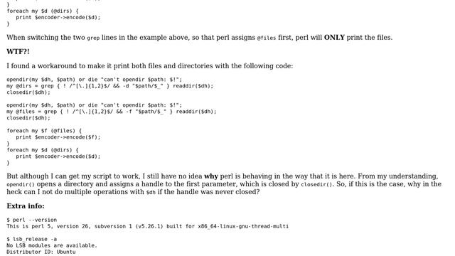 Unix & Linux: Perl opendir() only allows one operation? смотреть онлайн