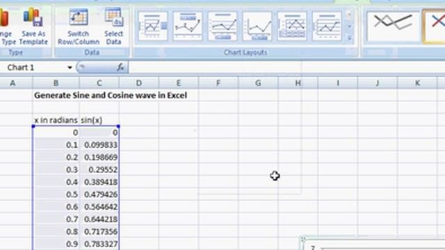 generate sine or cosine wave in excel sheet смотреть онлайн