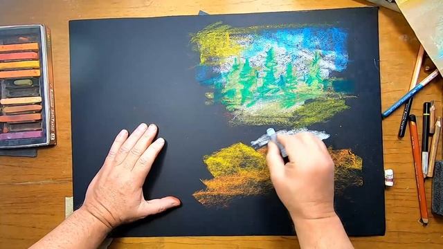 Как рисовать на черной бумаге масляной и сухой пастелью. смотреть онлайн