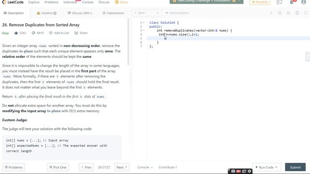 26 Remove Duplicates from Sorted Array смотреть онлайн