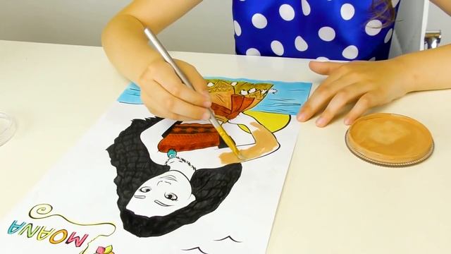 DISNEY MOANA MAKEUP Tutorial For Kids & Costume Disney Princess Alisa Pretend Play With Toy And Dol