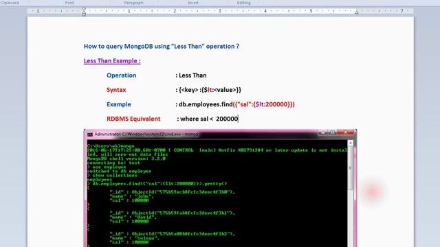 MONGODB FIND $LT LESSTHAN DEMO смотреть онлайн