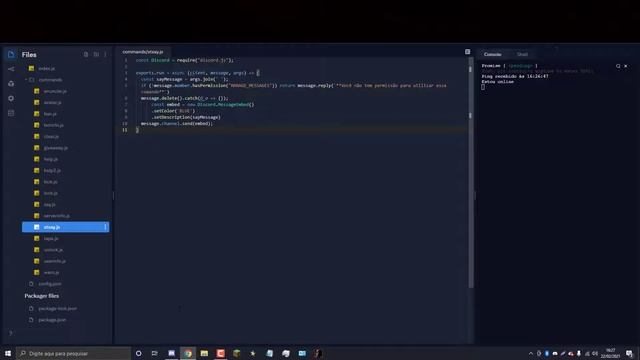 TUTORIAL COMO CRIAR COMANDO DE SAY EM EMBED (DISCORD JS V12) #15 смотреть онлайн