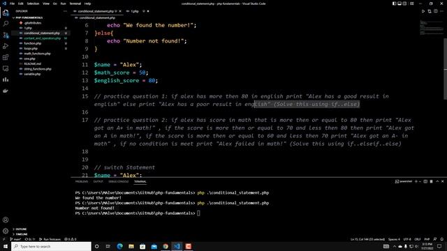 PHP Fundamentals || Short Course || conditional statement #6 смотреть онлайн