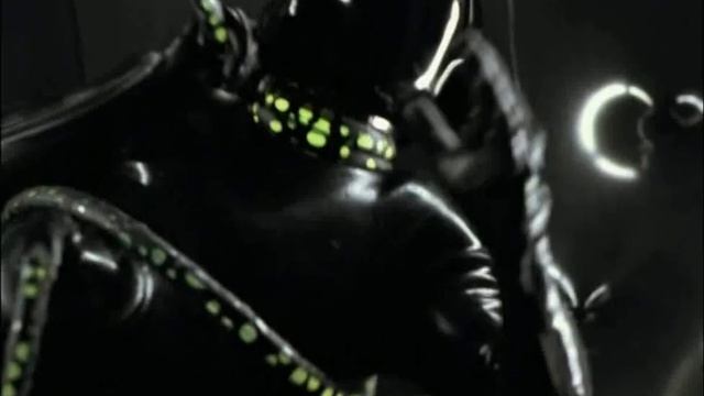 Virtual gamer villain wearing black rubber suit and helmet смотреть онлайн