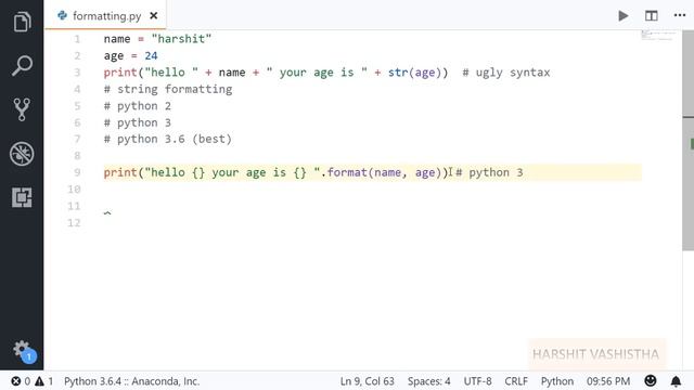 String formatting : Python tutorial 22 смотреть онлайн