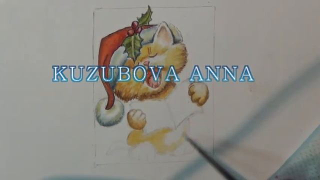 Рисуем котёнка на Новый год/Новогодний дизайн/Котёнок акварелью/Роспись/Nail art painting смотреть онлайн