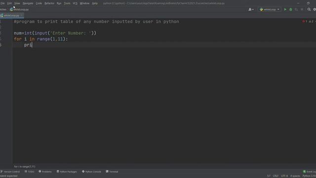 Python Program to print table using for loop. смотреть онлайн