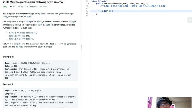 Leetcode 2190 - Most Frequent Number Following Key In an Array смотреть онлайн