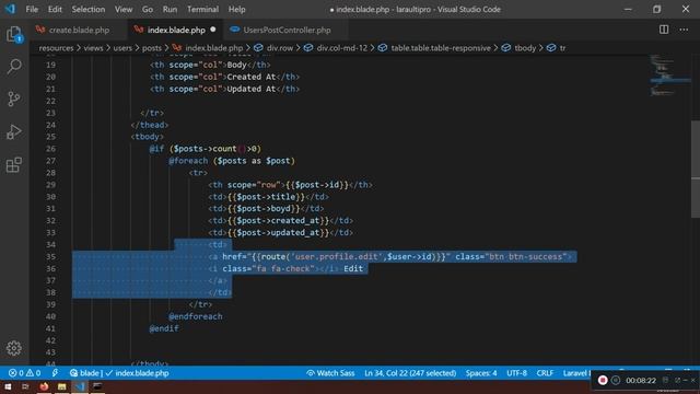 2 Laravel Display All Of The Post For The Particular User In A Table Format смотреть онлайн