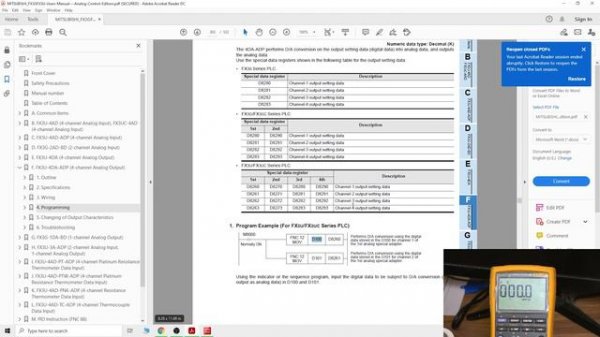 Mitsubishi PLC programming FX3u-4DA-ADP analog output card with FX3s PLC wiring and set up. English