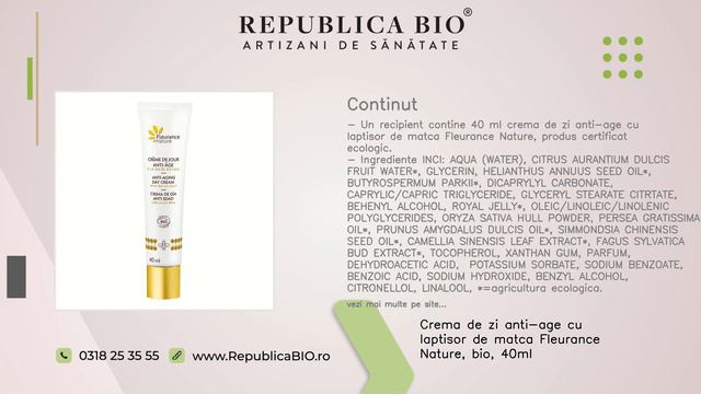Crema de zi anti-age cu laptisor de matca Fleurance Nature, bio, 40ml смотреть онлайн