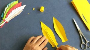 Перо из бумаги. Paper  feather DIY. Легкая поделка из бумаги