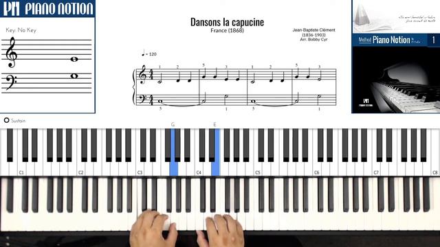 Dansons la capucine - Comptine (Partition facile - tutoriel - Méthode Piano Notion livre 1) смотреть онлайн