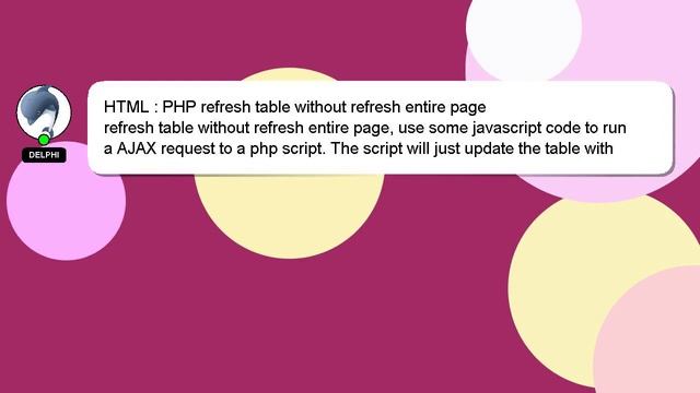 HTML : PHP refresh table without refresh entire page смотреть онлайн