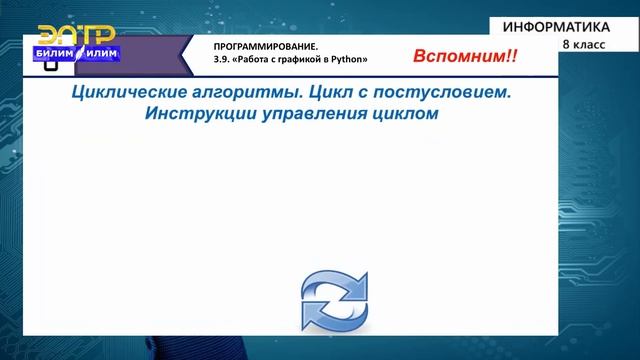 8-класс | Информатика | «Черепашья графика» в Python. Повторяющиеся элементы смотреть онлайн