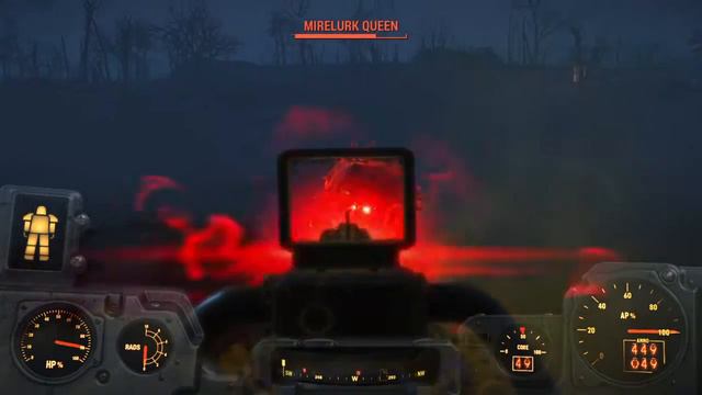 Fallout 4 X-01 power armor and gatling laser vs Mirelurk Queen смотреть онлайн