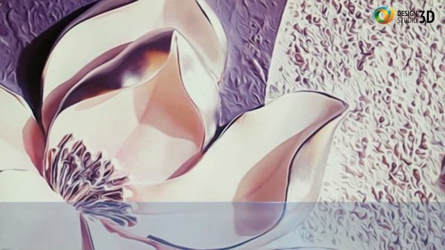 3D фотообои "Фиолетовые магнолии на рельефном фоне" смотреть онлайн