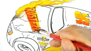 Draw CARS 3 LIGHTNING McQUEEN CRASH . Step-by-step Drawing Painting Coloring Pages