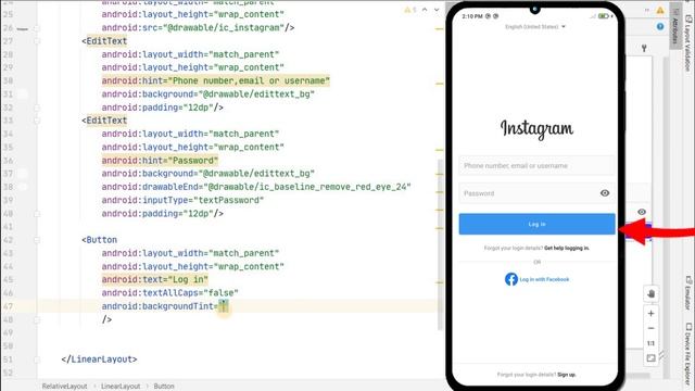 Login Page Instagram in Android Studio | 2022 смотреть онлайн