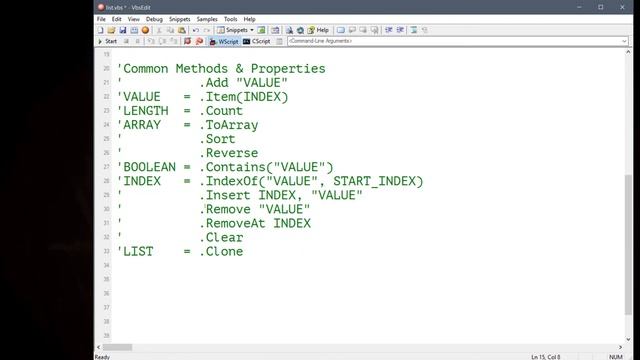 ArrayList ( methods & properties ) | VBScript Examples смотреть онлайн