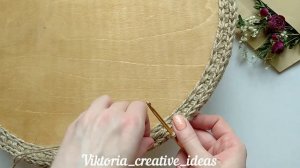 Поднос из джута. Поднос своими руками. Вязаный поднос.Корзина из джута крючком. Вязание из джута.