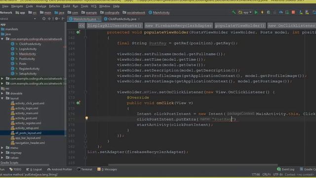 Firebase Social Network App - Android Studio Tutorial 27 - recyclerview onclick (onclick listner) смотреть онлайн