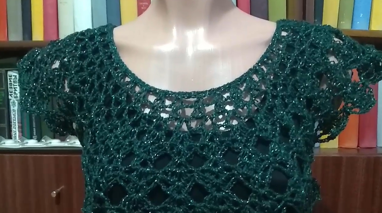Быстрое вязание Кофточка с люрексом.mp4 смотреть онлайн