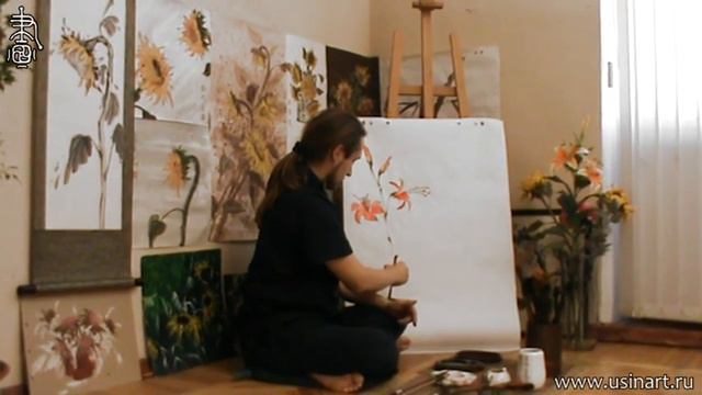 Обучение рисования Лилии при помощи живописи у-син. Урок 3 _Лилия от начала до конца смотреть онлайн
