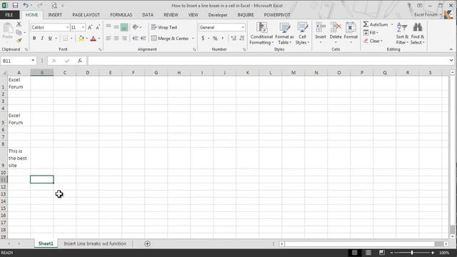 How to insert a line break in the same cell in Excel смотреть онлайн