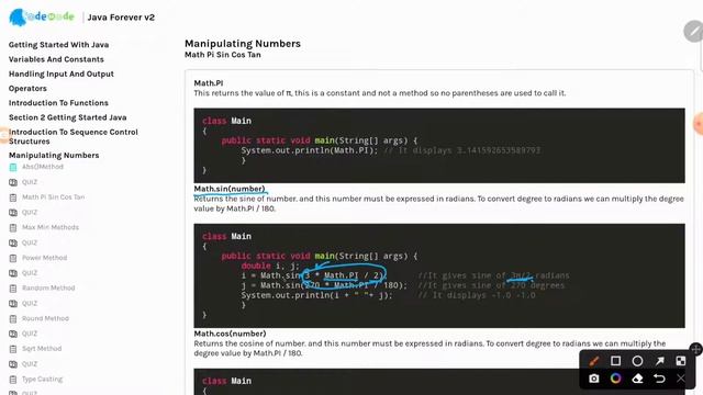 Pi sin cos tan in Java | sin cos tan function in Java смотреть онлайн