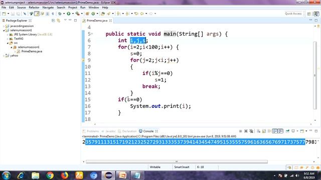 Java Program to find Prime Numbers Between 1 to 100 смотреть онлайн