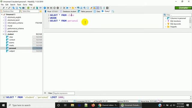 Union Operator in MySql | MySql Tutorial смотреть онлайн