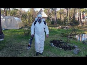 Как правильно обработать  участок от клещей/укореняю хвойные/обработка участка от клещей STIHL SR430