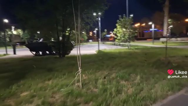 Ночь, улица, фонарь, берёзы.