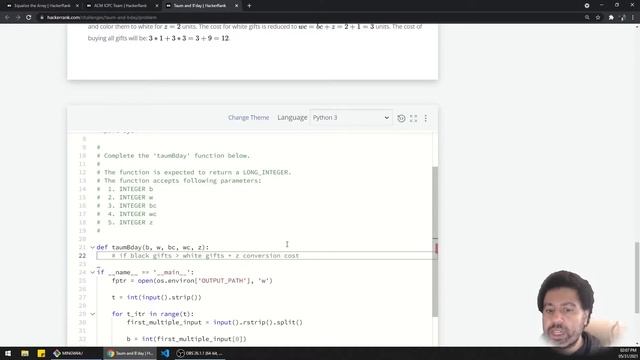 Taum and B'day | HackerRank (Python) смотреть онлайн