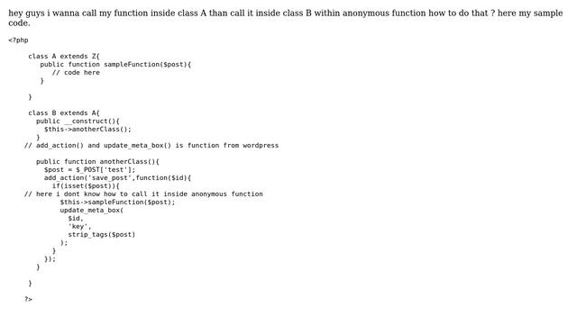 Wordpress: PHP Call outside class function inside anonymous function смотреть онлайн