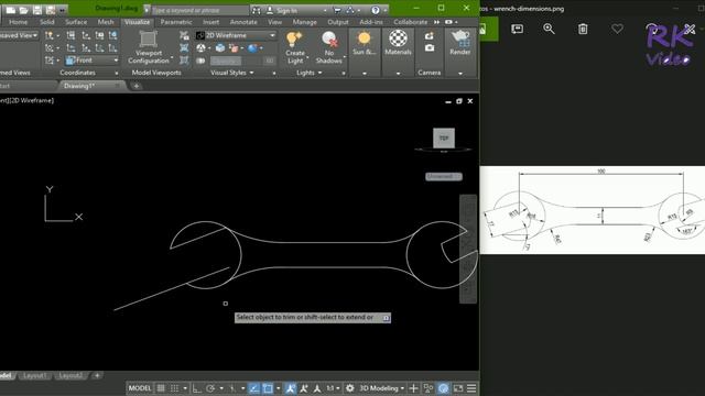 Autocad Tutorial-useful and basic tutorial to 3d creation of wrench in autocad 2019 for beginner смотреть онлайн