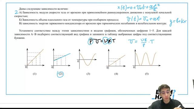 Даны следующие зависимости величин: А) Зависимость модуля скорости тела от времени при - №28597 смотреть онлайн