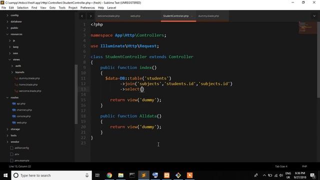 Learn Laravel 5.7 from scratch | Laravel tutorial 27 (join 2 tbl / query builder) смотреть онлайн