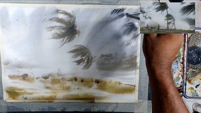 Capturing stormy rain in watercolor - wet on wet approach смотреть онлайн
