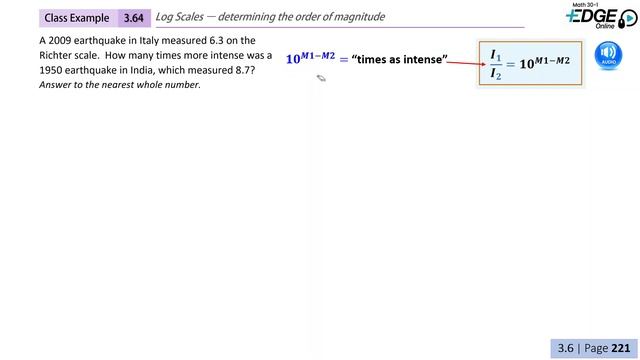 3.64 - Log Scales: Order of Magnitude of an Earthquake смотреть онлайн