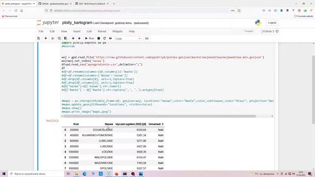 Kartogram (mapa województw) w Python Plotly Express смотреть онлайн