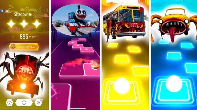 Choo Choo Charles vs Thomas Train exe vs Bus Eater vs Car Eater | Tiles Hop EDM Rush смотреть онлайн