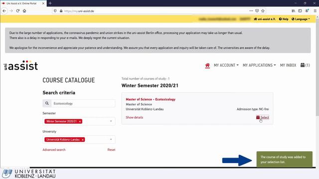 How to... Apply for the Master in Ecotoxicology through uni-assist (2021) смотреть онлайн